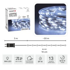 Chomik - LED lampice na kolutu 500L hladno bijela, 3+50 m - LED8530