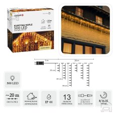 Svjetlosna zavjesa Icicle 500 LED, toplo bijela, 3+20 m - LED9867
