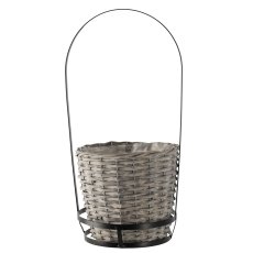 Chomik - Pletena ukrasna posuda s metalnom ručkom, 53 cm - SIL3455