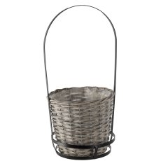 Chomik - Pletena ukrasna posuda s metalnom ručkom, 53 cm - SIL3455
