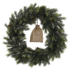 Chomik - Blago zasnježen božićni vijenac s LED rasvjetom, 40 cm - HIN4537