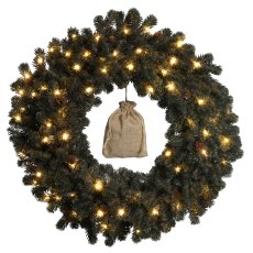 Chomik - Božićni vijenac s učinkom inja i LED rasvjetom, 50 cm - HIN4544