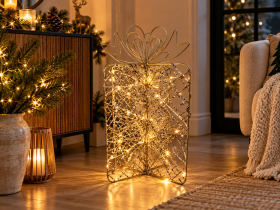 Chomik - Božićni ukras – zlatni LED-poklon - HIL6722