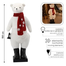 Chomik - Božićni ukras – Polarni medvjed 150 cm, LED, melodija, kretanje - KAI7712