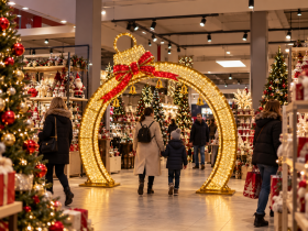 Chomik - 3D LED-blagdanska dekoracija – Luk s ukrasom, mašnom i zvončićima - LED9822