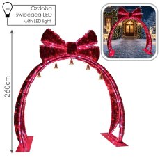 Chomik - 3D LED blagdanska dekoracija – Luk s mašnom i zvončićima - LED9839