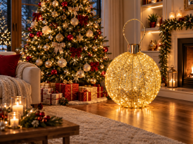 Chomik - 3D LED blagdanska dekoracija – Žuta kuglica 130x80 cm - LED9860