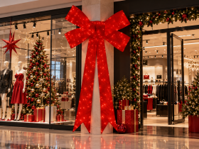 Chomik - Blagdanska dekoracija – crvena mašna 3D LED 210 cm - LED9914