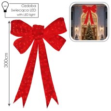 Chomik - Blagdanska dekoracija – crvena mašna 3D LED 300 cm - LED9921