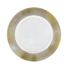 Okrugli podložni tanjur 33 cm, proziran sa zlatnim crtama - VEN0546
