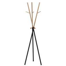 Samostojeća vješalica HOKSY 170 cm, crna + svijetlo drvo