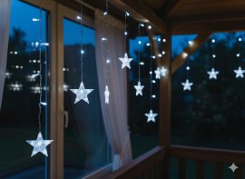 Chomik - Svjetlosna zavjesa sa zvjezdicama 136L, hladno bijela, 3 + 3 m - LED0023