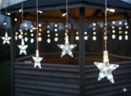 Chomik - Svjetlosna zavjesa sa zvjezdicama 136L, hladno bijela, 3 + 3 m - LED0023