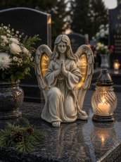 Figura klečećeg anđela sa svjetlećim LED-krilima - DED0040