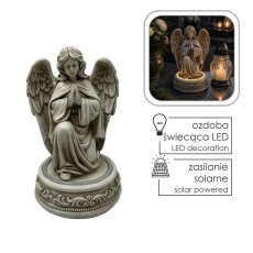 Figura klečećeg anđela s osvijetljenim LED-postoljem - DED0057