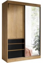 Ormar s kliznim vratima Haiti - 140 cm - Hrast lefkas/сrna