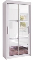 Ormar s kliznim vratima i ogledalom Karo - 120 cm - Bijela