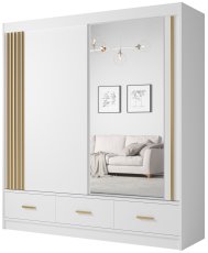 Garderobni ormar s kliznim vratima Canada CA-25-15 - 200 cm - bijela/zlatna