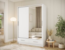 Garderobni ormar s kliznim vratima Estantte II s ogledalom - 150 cm - bijeli