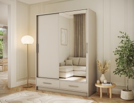 Ormar s kliznim vratima Estantte II s ogledalom - 150 cm - kašmir