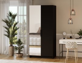 Garderobni ormar Mirtillo s jednim ogledalom 100 cm - crni