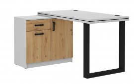 Stolarz Lempert - Radni stol s komodom Malta - hrast artisan/svijetlosiva 140 AR/LG/LG