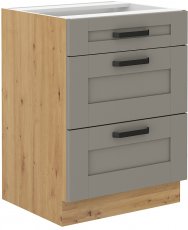 Stolarz Lempert - Donji element Luna - claygrey/artisan hrast - 60 cm D 3S BB