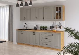 Kuhinja Stilo 260 cm - сlaygrey/artisan hrast - 4 set