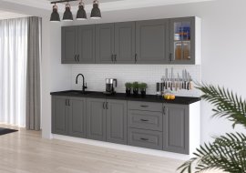 Kuhinja Stilo 260 cm - dustgrey/bijela - 4 set