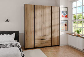 Ormar Kaja 4F 3S - crna/evoke hrast