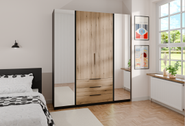 Ormar Kaja 2 2F 3S - crna/evoke hrast