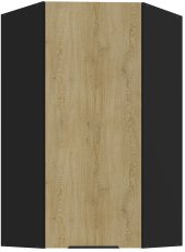 Gornji kutni ormar Cremona - hrast/crna - 60x60 GN-108 1F (45°)