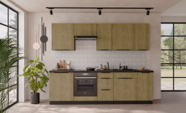 Kuhinjski sastav Cremona 260 cm - hrast/crna - 2 sastava