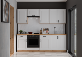 Kuhinjski sastav Stilo - bijela/hrast artisan - 240 cm - 1 sastav