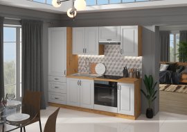 Kuhinjski sastav Stilo - bijeli/hrast artisan - 240 cm - 2 sastava