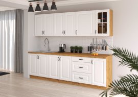 Kuhinjski sastav Stilo - bijeli/hrast artisan - 260 cm - 1 sastav