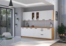 Kuhinjski sastav Luna - bijeli/artisan hrast - 250 cm - 1 sastav