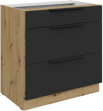 Donji ormarić Aria - crna/artisan hrast - 80 D 3S BB