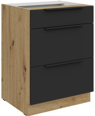 Donji ormarić Aria - crna/artisan hrast - 60 D 3S BB