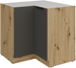 Donji kutni ormarić Aria - siva/artisan hrast - 90x90 DN 2F BB