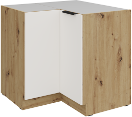 Donji kutni ormarić Aria - bijela/artisan hrast - 90x90 DN 2F BB