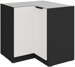 Donji kutni ormarić Aria - bijela/crna - 90x90 DN 2F BB