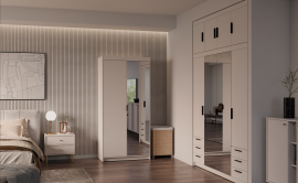 Garderobni ormar Elena BP02 s ogledalom - pješčano bež