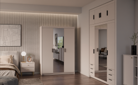 Garderobni ormar Elena BP03 s ogledalom - pješčano bež