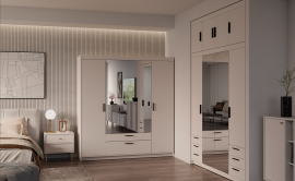 Garderobni ormar Elena BP04 s ogledalom - pješčano bež