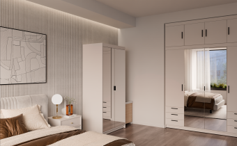 Stolarz Lempert - Garderobni ormar Elena 2D s ogledalom - pješčano bež