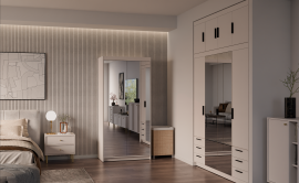 Garderobni ormar Elena 2D s ogledalom - pješčano bež