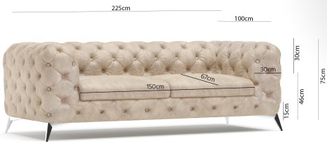 Ropez - Veliki dvosjed Chelsea 225 cm - tkanine Enjoy, Riviera