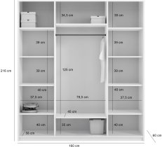Arkos meble - Ormar s ogledalom Paris 160 cm - bijeli