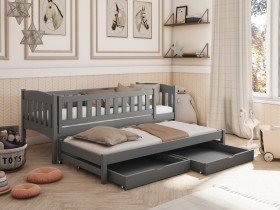 Lano - Dječji krevet s dodatnim ležajem Amelka - 80x160 cm - Graphite